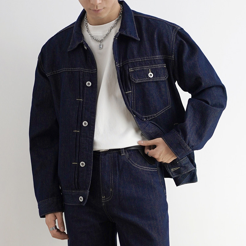 SHIJOIN新品POCKETIME 深蓝牛仔夹克原牛亲肤活性染色复古200155A,男装,夹克,淘宝优惠券,粉丝福利购,淘宝优惠卷