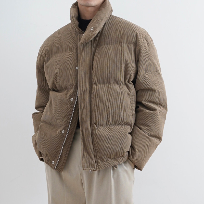 SHIJOIN原创 棕色灯芯绒立领棉服加厚冬季宽松保暖休闲外套200402