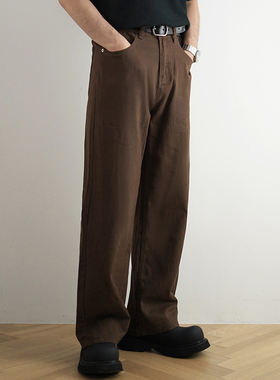 SHIJOIN新品FUNDAJOIN深棕牛仔裤宽松cleanfit直筒复古长裤200216