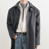 SHIJOIN原创 毛呢风衣外套200198 深灰色巴尔马肯大衣绵羊毛中长款