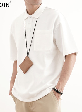 SHIJOIN原创【FUNDAJOIN】米白色polo衫短袖宽松休闲200180夏流行