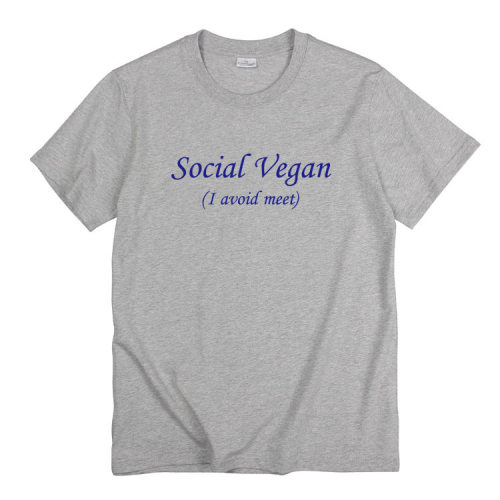Social Vegan 我避免见面夏季ins风男女短袖t恤休闲纯棉百搭