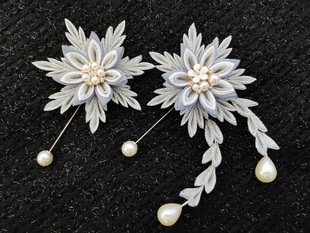 年货圣诞雪花胸针手工布艺银丝雪花胸花流苏款雪绒花珠帽别针