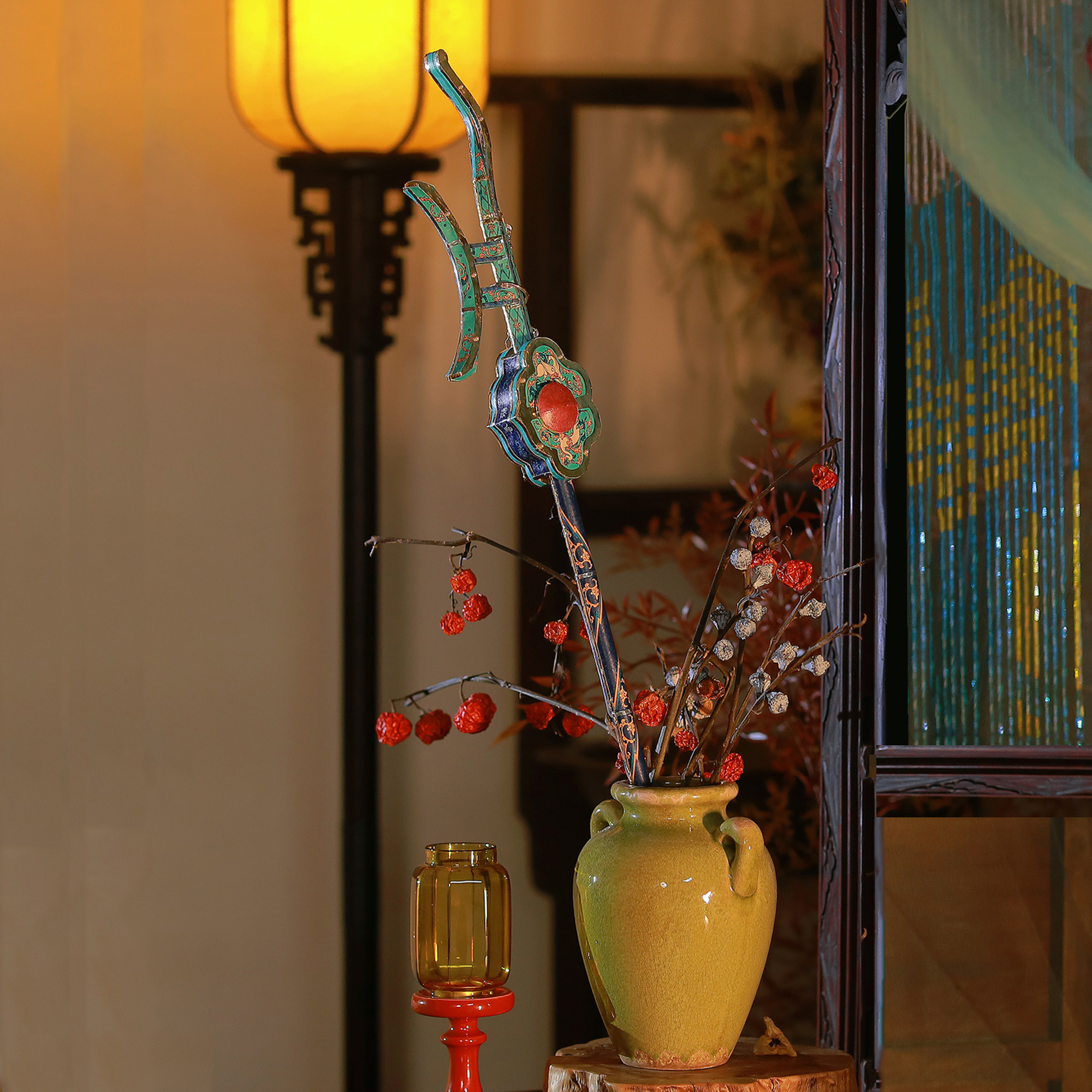 一念守仙 马年元旦花灯手工diy新年木质吉庆有余灯禄马交驰纹饰