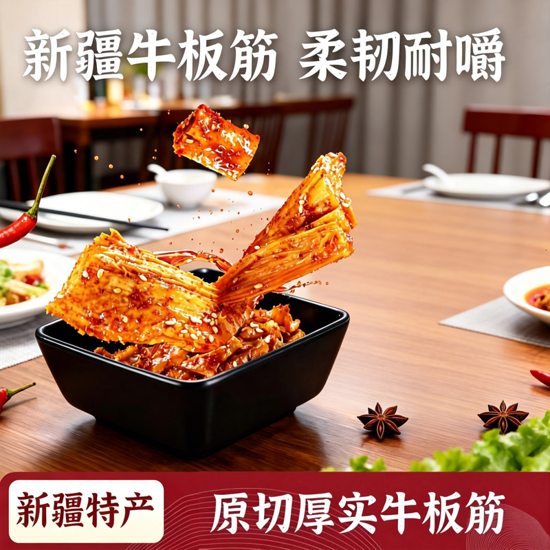 新疆特产牛板筋零食两种口味香辣麻辣烧烤味解馋有嚼劲开袋即食