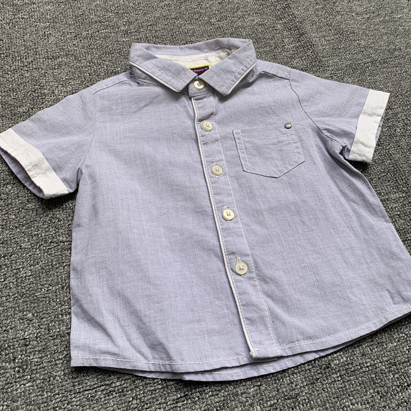 3-6个月  法单纯原初生婴儿男童小宝宝夏季纯棉短袖衬衫上衣