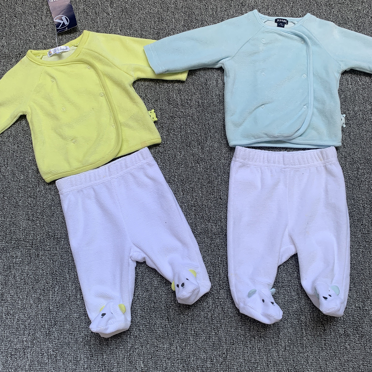 法单新生婴幼儿早产儿小宝宝春秋款天鹅绒上衣外套包脚裤两件套