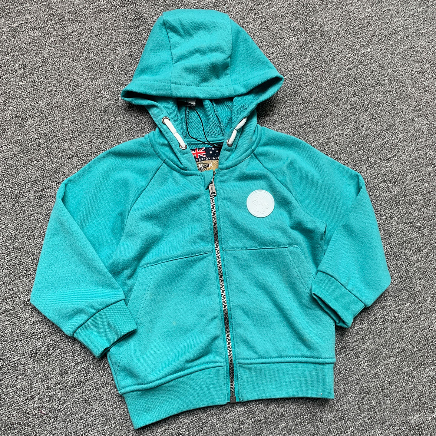 1-12岁 法单儿童男孩中小童徽章字母印花连帽拉链衫运动卫衣外套