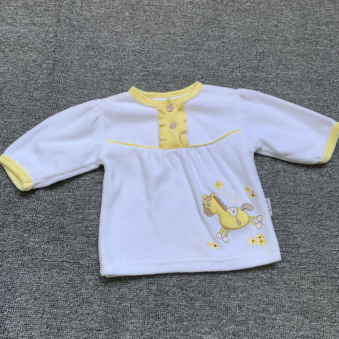 0-3个月 法单纯原初生新生婴儿女宝宝小马刺绣圆领罩衣外套