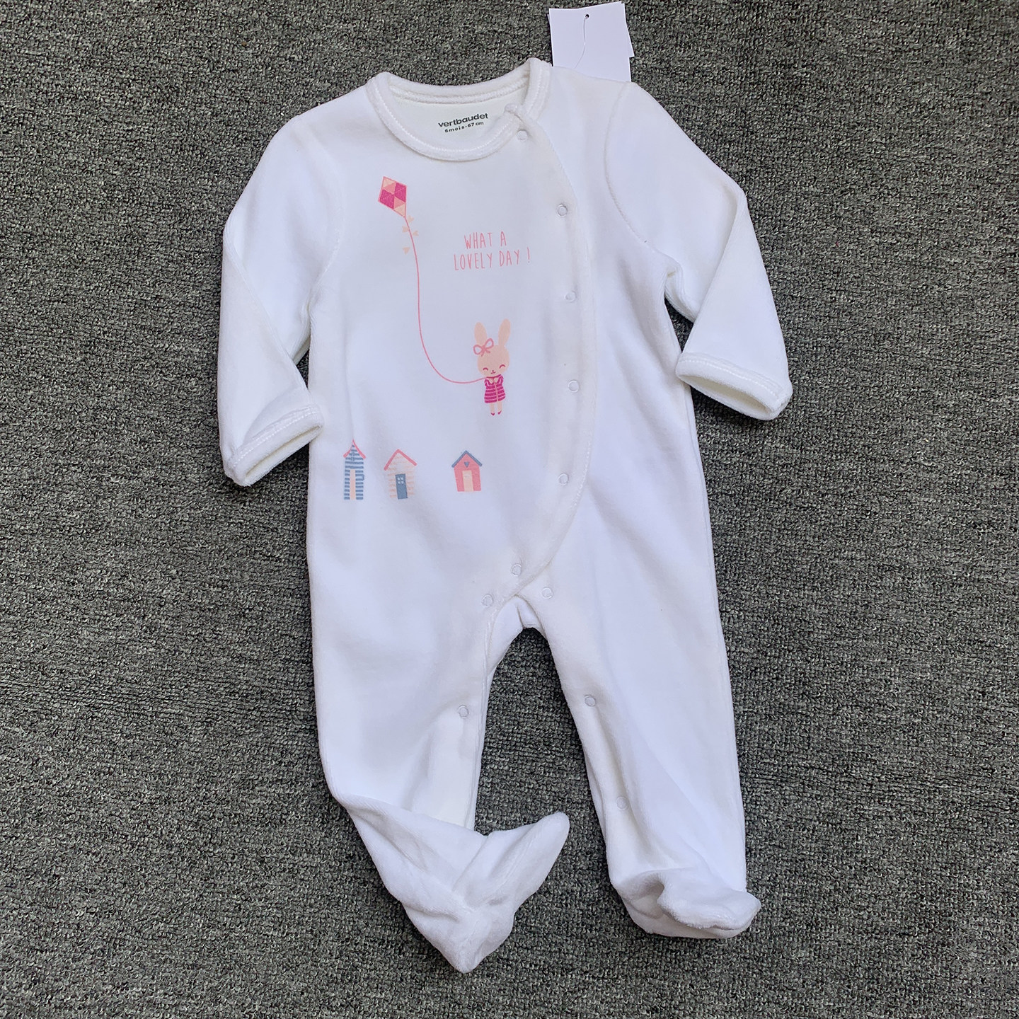 0-2岁 法单纯原婴儿女童宝宝秋冬天鹅绒包脚连体衣护肚爬服家居服