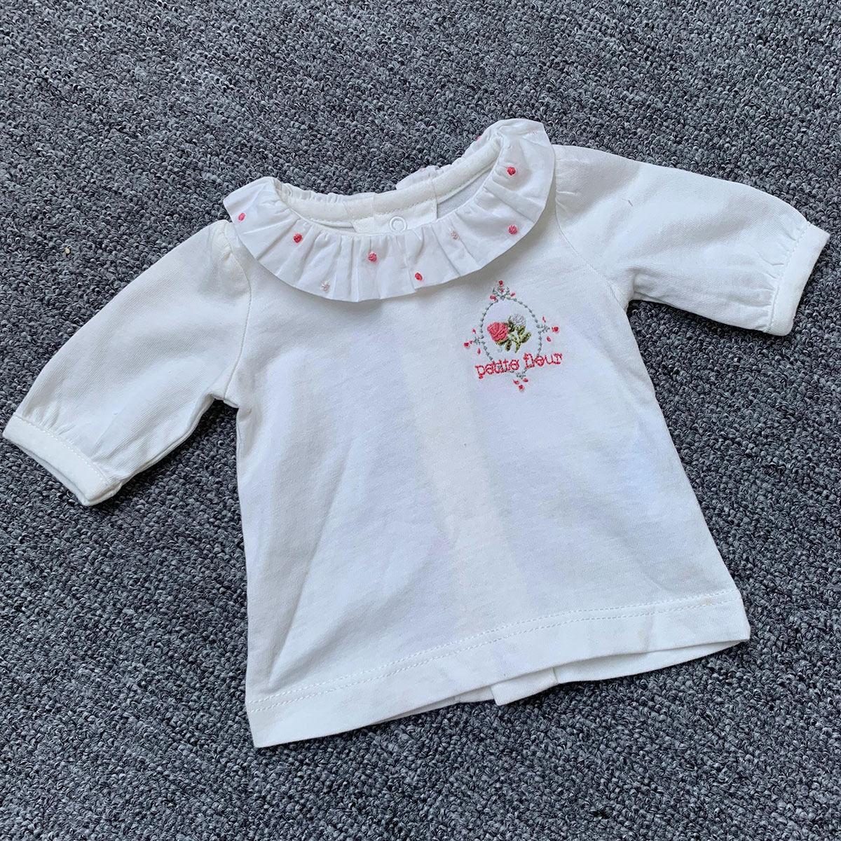 0-1个月法国原单新生儿早产儿女童小宝宝花边领长袖T恤打底衫上衣,童装/婴儿装/亲子装,T恤,淘宝优惠券,粉丝福利购,淘宝优惠卷