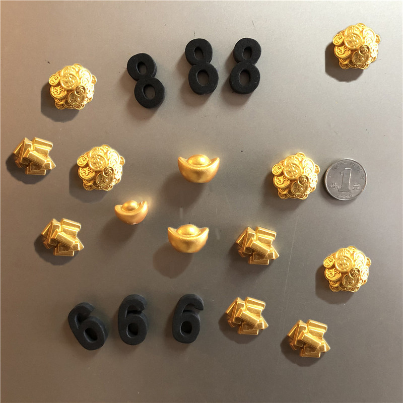 满24包邮/创意3d金条金币元宝666数字冰箱贴磁贴搭配吸铁石好兆头