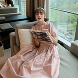 现货2021夏装法式复古赫本风圆领中长款连衣裙825-P90K138，女装连衣裙，浙宝251