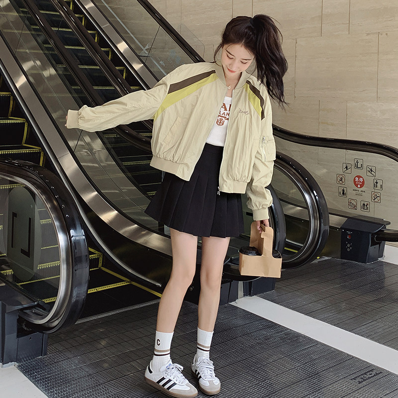 现货秋装新款拼色夹克短款小外套215-P135K188,女装短外套,浙宝251