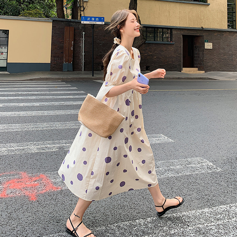 紫色桔梗波点连衣裙837-P85K138,女装连衣裙,浙宝251