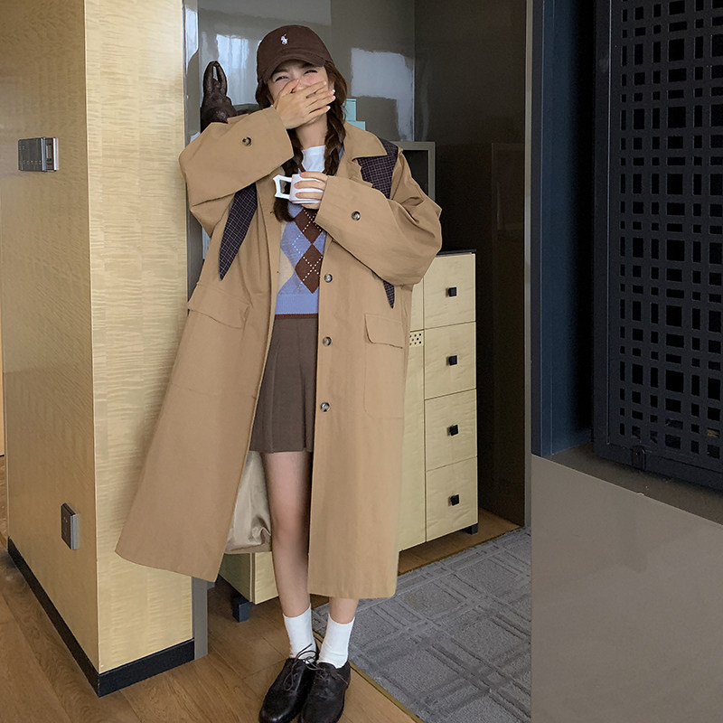 【新品现货】拼色连帽英伦风风衣外套973-P155K218,女装风衣,浙宝251