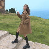 现货春季卡其色风衣学生学院风双排扣外套851-P135K188，女装风衣，浙宝251