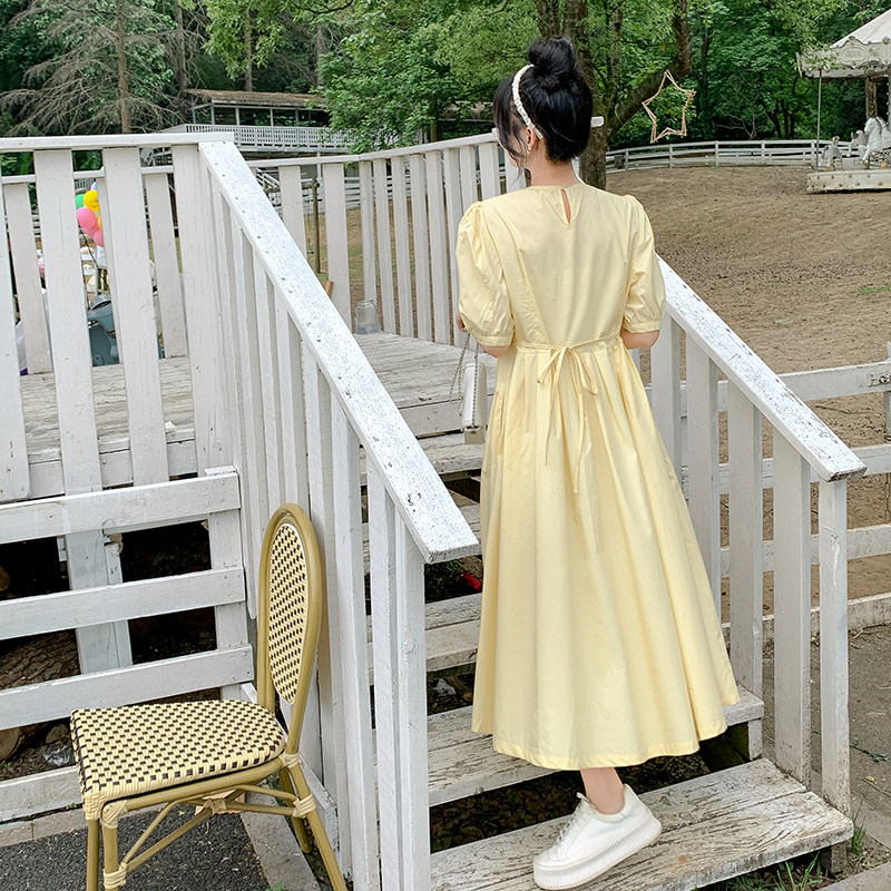 现货新款小鸡黄中长款连衣裙女学生953-P95K148,女装连衣裙,浙宝251