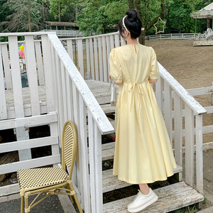现货 新款小鸡黄中长款连衣裙女 学生 953-P95 K148图片