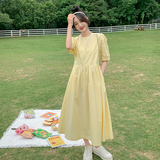 现货新款小鸡黄中长款连衣裙女学生953-P95K148，女装连衣裙，浙宝251