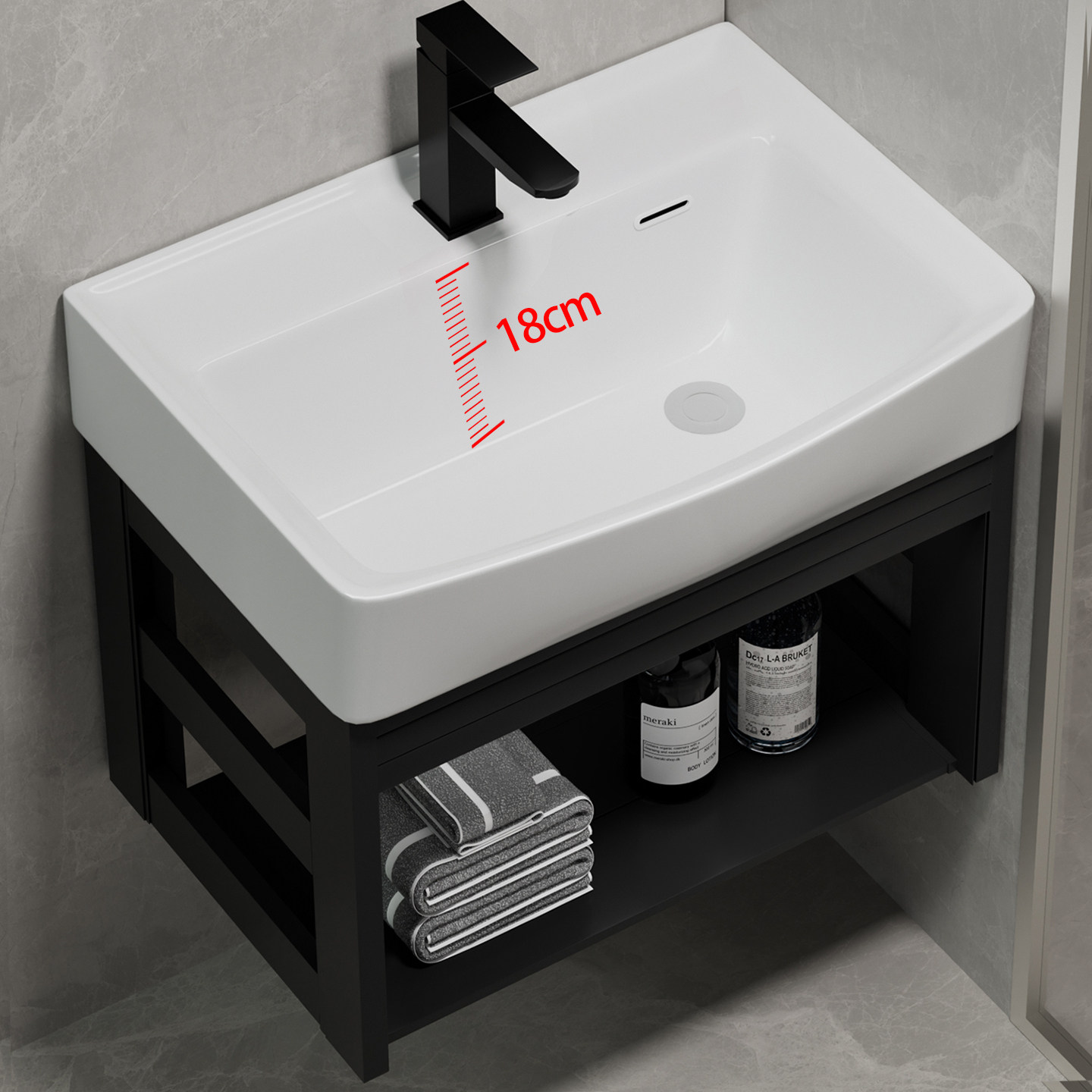 小户型防水太空铝加深挂墙式陶瓷洗手盆柜卫生间浴室柜洗脸洗漱池