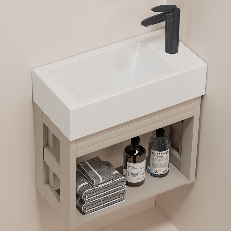 防水防潮挂墙式陶瓷洗手盆太空铝