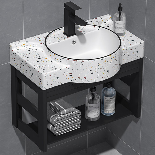 小户型简易铝架挂墙式洗手盆