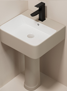 网红奶油风陶瓷立柱盆落地窄边大洗脸盆卫生间阳台方洗手盆洗漱池