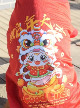 宠物新年背心蛇年發财T恤柴犬柯基德牧哈士奇阿拉斯加金毛狗衣服
