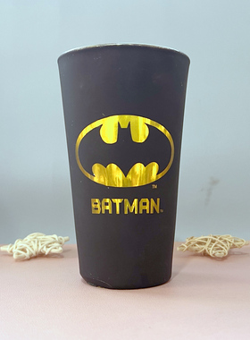 DC蝙蝠侠BATMAN老爷金色镂空标志黑色磨砂质感玻璃杯水杯子礼物潮