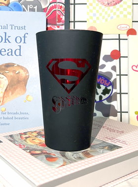 DC漫画超人SUPERMAN标志镂空红色电镀黑色磨砂玻璃杯水杯礼物周边