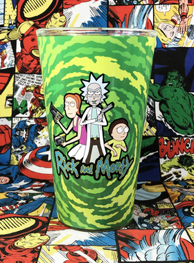 外贸原单科幻卡通美国动漫个性创意可爱黑色玻璃水杯周边礼物杯子