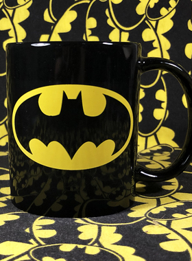 外贸原单 可爱卡通个性创意蝙蝠侠batman黑色陶瓷杯马克杯水杯子