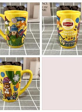 美式经典小资醒目黄色新年巴哥犬橘猫陶瓷马克杯茶欧式咖啡水杯子