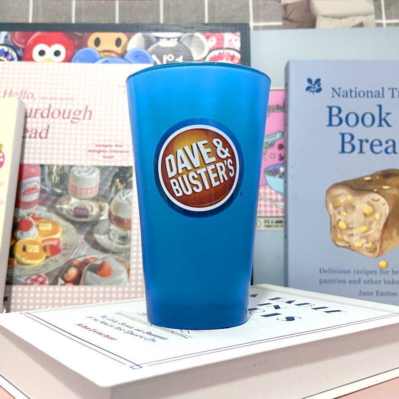美国Dave and Buster's美式餐饮快餐蓝色磨砂玻璃杯水杯啤酒杯 - 实物图