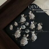 青昧 繁花透底白成品堆堆钻k9复刻施家超闪透异形堆钻饰397 408