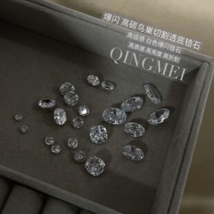 青昧 纯白透明5a高碳鸟巢切锆石美甲耳钉裸钻半成品透底尖超闪