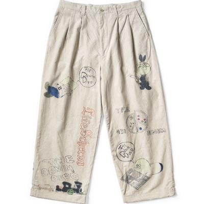 【官网折扣】KAPITAL JAPA平田休闲长裤春秋男女款印花灯芯绒宽松