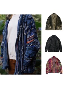 【品牌5折】KAPITAL JAPA平田男女春秋冬印花针织开衫毛衣外套