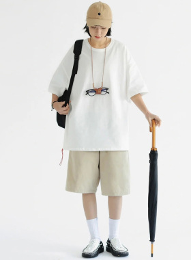 【官网5折】BEAMS JAPA日系夏季男女同款宽松落肩纯棉短袖T恤潮