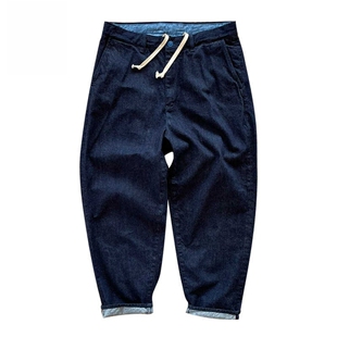 【现货5折】BEAMS JAPA裤子日产春秋男女宽松休闲长牛仔裤抽红绳