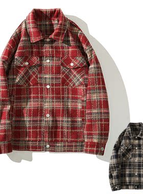 品牌5折 KAPITAL JAPA平田格子衬衣外套男女情侣春秋冬棉服夹克