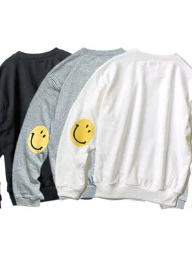 官网5折 KAPITAL JAPA平田男女春秋款笑脸印花打底卫衣宽松休闲日