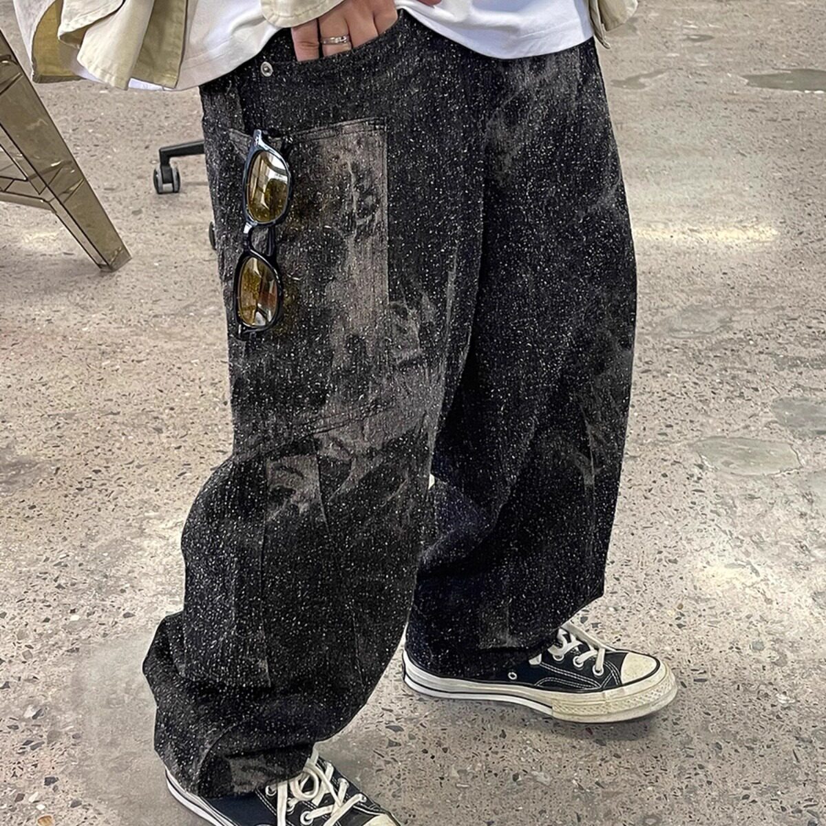 【现货5折】KAPITAL JAPA平田和宏牛仔裤春秋男女扎染宽松弯刀裤