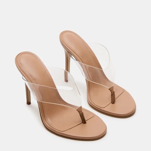 2025新款时装凉鞋罗马圆头夹趾细跟气质高跟鞋宴会sandals 10cm