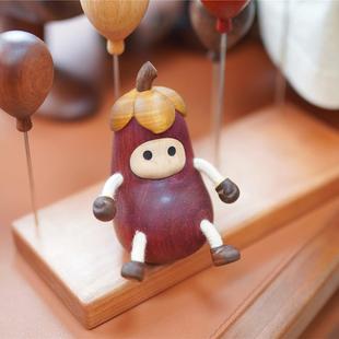 过可爱创意茄子木质桌面摆件礼物 茄 Joe 紫气东来原创设计得过