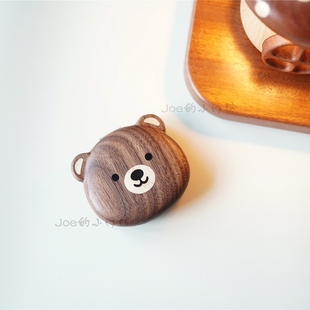 Joe 饰品创意礼物 小熊折叠镜子随身镜桌面木镜摆件可爱卡通装