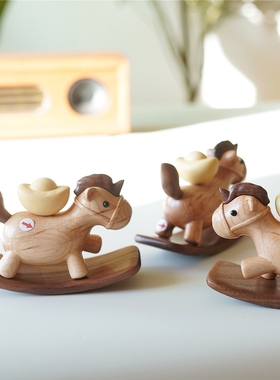 原木马上有钱摆件JOE可爱