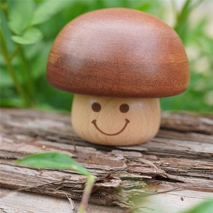 蘑菇音乐盒原木创意桌面装 饰田园风摆件礼物