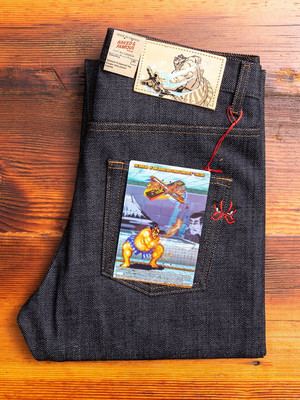 21oz街头霸王原色刺绣牛仔裤